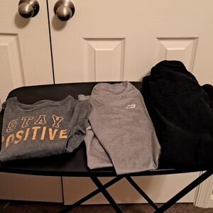 3 pc girls 10-12 Hind top, New Balance sweatpants, and Cat&Jack Jeans